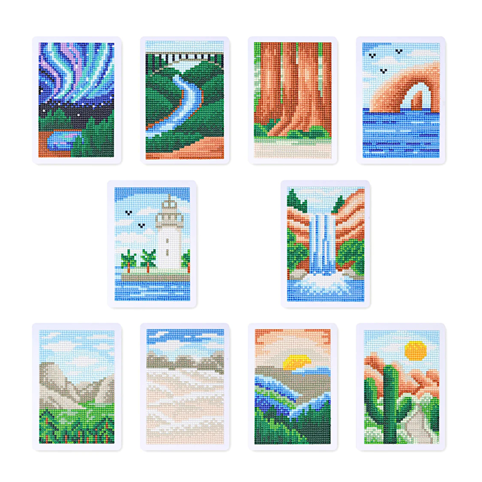 Lot de 10 Mini Diamond Painting – Terres sauvages et ciel magique