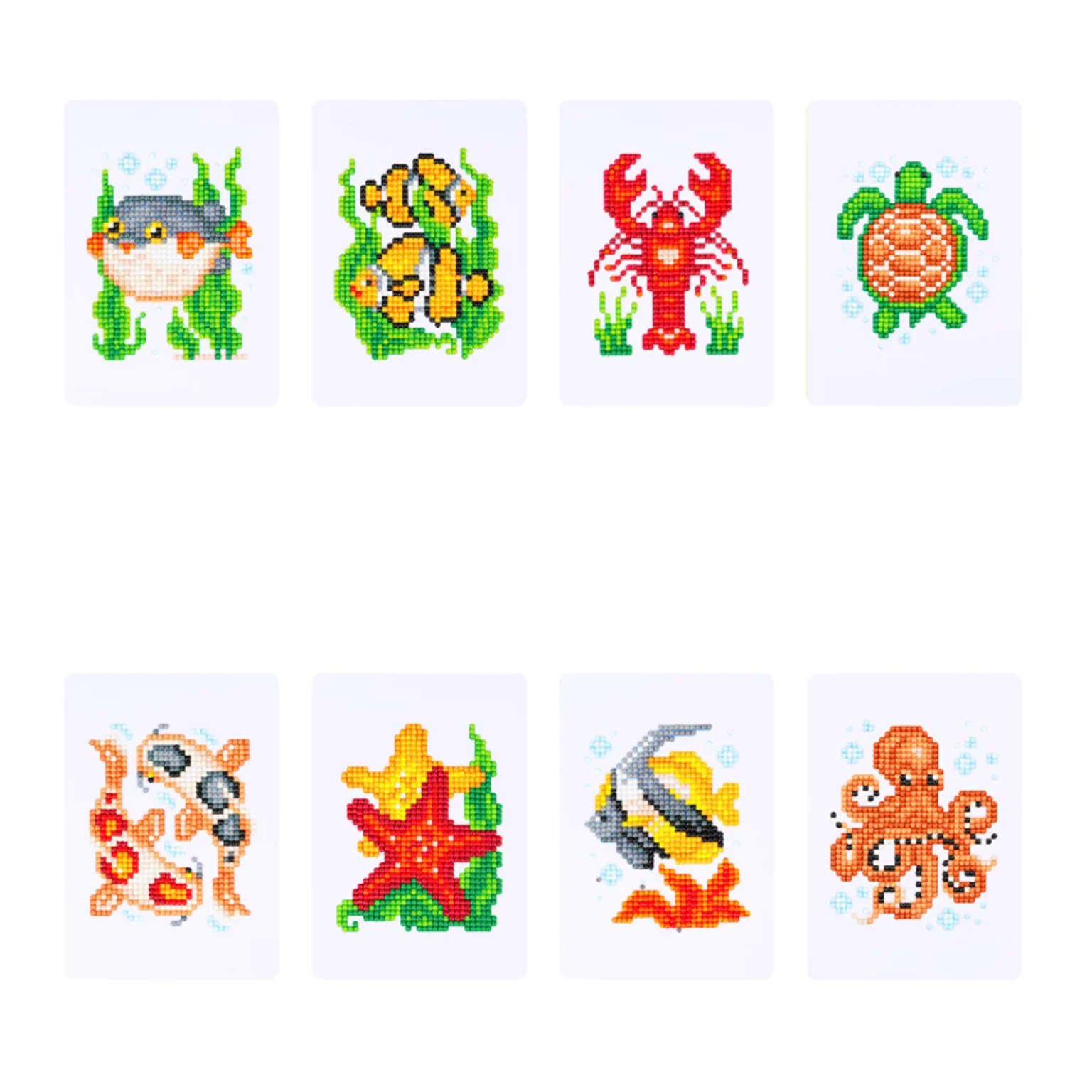 Lot de 8 Mini Diamond Painting – Trésors du monde marin