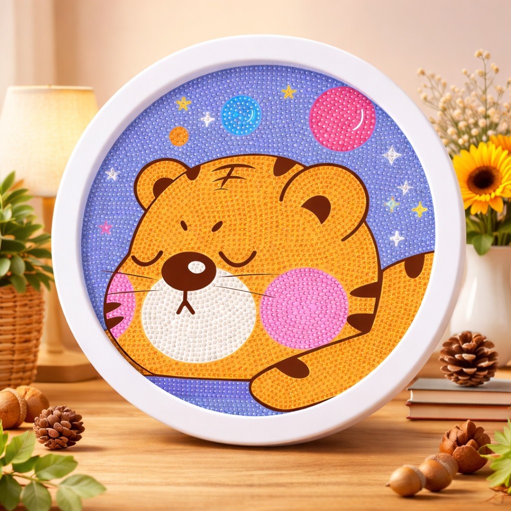 Petit tigre endormi – Mini Cadre avec Pied Support